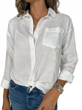 Splendid Dawson Linen Button Down Shirt In White