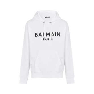 Balmain Printed Paris Hoodie - Dames - Hoodies - Wit - XS - Katoen - Hoodies & sweatvesten