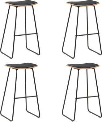 vidaXL Vidaxl - Taburetes De Cocina 4 Unidades Cuero Sint&eacute;tico Negro