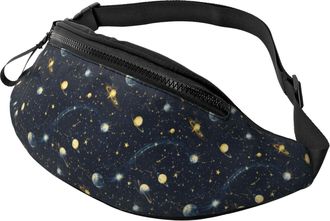 Generic Navy Blue Starry Sky Print Waist Pack Belt Bag Lightweight Fanny Packs For Shopping Sport Outdoors 14X35Cm