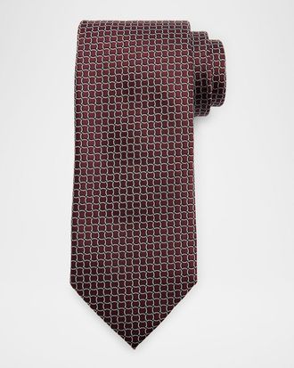 Ermenegildo Zegna Men & apos;s Geometric Net Jacquard Silk Tie
