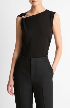 Vince Draped Sleeveless Wool Blend Top in Black at Nordstrom, Size Xx-Small