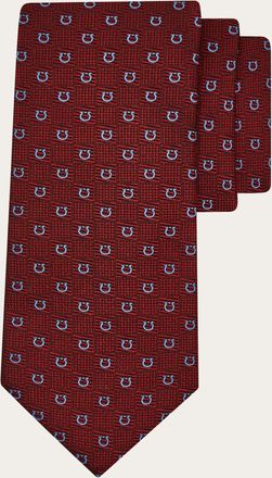 Ferragamo Men Gancini silk jacquard tie Red