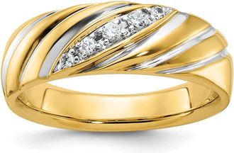 Diamond2Deal 14k Yellow Gold Lab Grown Diamond Wedding Band Ring 0.16Ct Clarity- VS Color- G-H