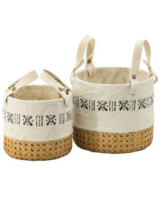 A&B Home Discontinued A&B Home Round Outdoor Planter Baskets With Rattan Detail
