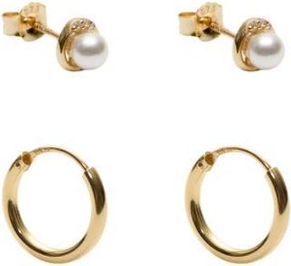Argento Vivo Set of 2 Faux Pearl Stud & Hoop Earrings in Gold at Nordstrom Rack