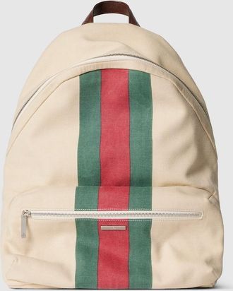 Gucci Positano Large Backpack, White, Fabric