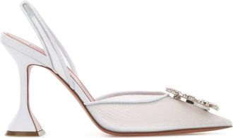Amina Muaddi White Mesh Begum Pumps