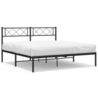 Berkfield Home Metal Bed Frame with Headboard Black 135x190 cm Double