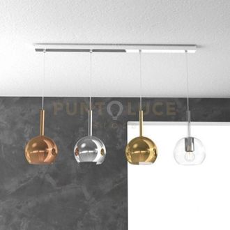 Top-Light Sosp. cromo rettangolare 4 luci vetri tutti piccolo trasparente cromo oro ambra 1155CR-S4 rp-mc