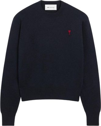 Ami Rondgebreide trui - Heren - Ronde hals truien - Blauw - L - Truien & Vesten