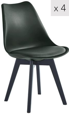 Nordlys Set 4 sillas escandinavas con patas de madera negro