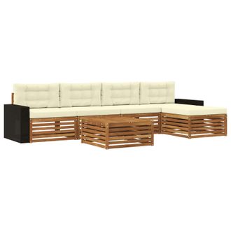 vidaXL Conjunto De Sof&aacute;s De Exterior 6 Pcs Natural Y Crema Vidaxl