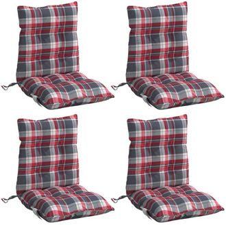 vidaXL Cojines Para Silla Respaldo Bajo 4 Uds Tela Oxford Cuadros Rojo Vidaxl