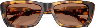 Miu Miu 56mm Rectangular Sunglasses in Honey Havana /Solid Brown at Nordstrom