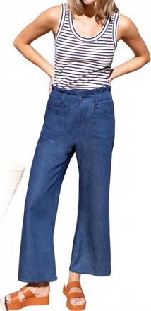 Emerson Fry Zip Front Tulip Crop Flare Pant In Indigo