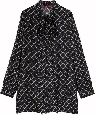 Gucci Kleid aus bedrucktem Gucci-Seidentwill