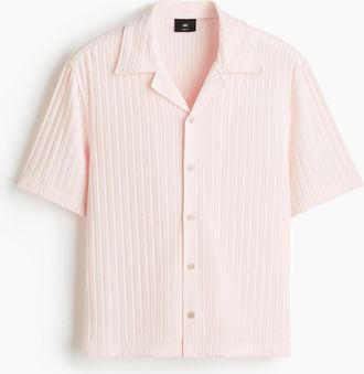 H&M Freizeithemd aus Rippstrick in Loose Fit - Pink