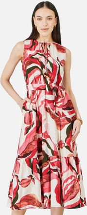 Yumi Viscose Swirl Print Midi Dress in Pink at Nordstrom, Size 10