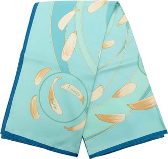 Herm&egrave;s Pre-owned Womens Au Gre Du Vent Silk Scarf 90 - Light Blue - One Size