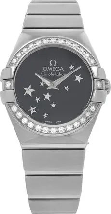 Omega Pre-owned Omega Constellation Quartz Diamond Black Dial Ladies Watch 123.15.24.60.0