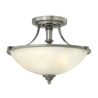 Netlighting Truman 3 Light Semi Flush Ceiling Light Antique Nickel E27 in Grey
