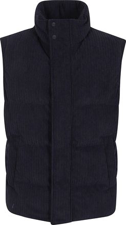 Herno Wide-Wale Corduroy Vest with High Collar and Padded Design