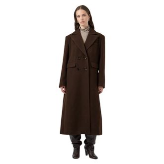 Y.A.S Y.a.s - Royla LS Wool Blend Lange Jas - Dames - Mantels - Bruin - Maat: L Wol