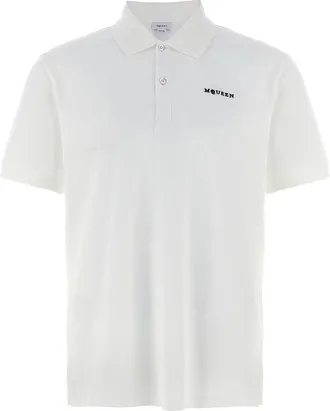 Alexander McQueen Logo Embroidery Shirt Polo Bianco/Nero-Uomo
