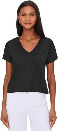 Splendid Louisa V-neck Short Sleeves T-Shirts Womens Clothing Black : XL (Womens 14-16), Cotton