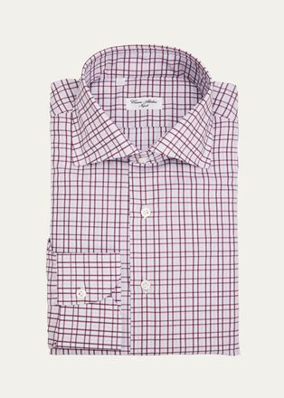 Cesare Attolini Mens Checked Cotton Dress Shirt