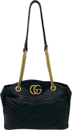 Gucci Black Leather Shoulder Bag Tote Bag (Pre-Owned)