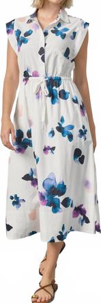 Lilla P Gusset Sleeve Midi Dress In Orchid Prt