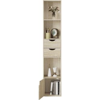Woltu Woltu - Bookcase. Standing Shelf with Drawers. Shelf with Door. Office Shelf. Storage Shelf for Living Room. Sleeping Room. White. 30 x 158 x 24 cm