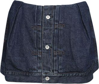 sacai mid-rise skort - women - Cotton - 1 - Blue