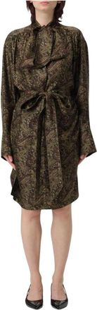 Saint Laurent Elegante Paisley Zijden Mini Jurk - Dames - Korte kleedjes - Groen - M - Kleedjes