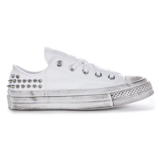 Converse Sneakers, female, White, 3 UK, Vintage Studded Trainers White Silver