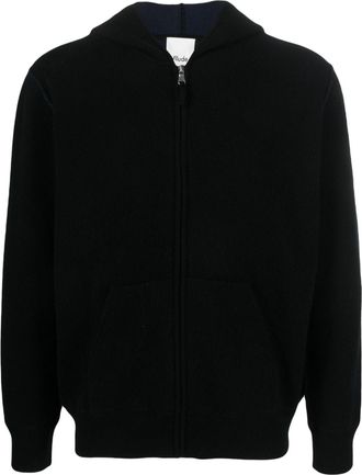 Allude classic-hood zip-up jumper - men - Virgin Wool/Cashmere - L - Black
