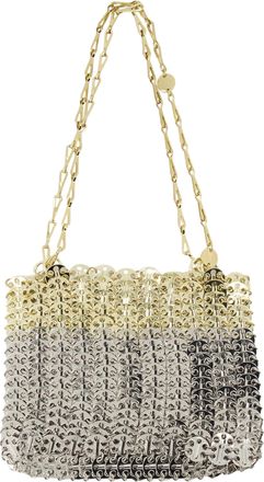 Paco Rabanne Silver Light Gold 1969 Skyline Chain Metal Mesh Brass Clutch