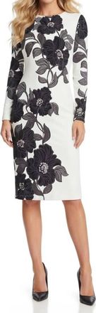 Maggy London Floral Print Long Sleeve Sheath Dress In Black