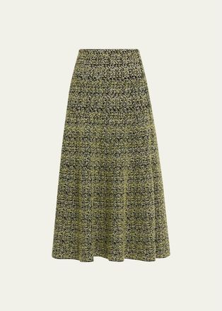 Brandon Maxwell Miller Textured Knit A-Line Midi Skirt