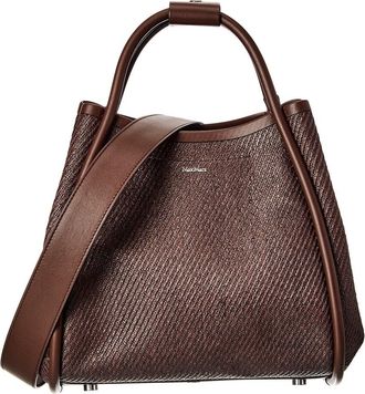 Max Mara Woven & Leather Shoulder Bag