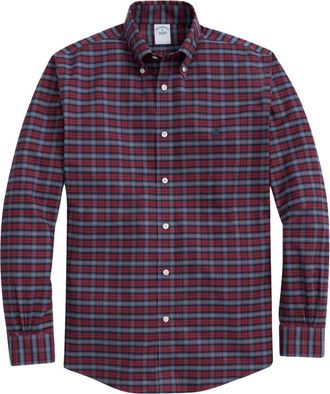 Brooks Brothers Regular Fit Non-Iron Stretch Katoenen Overhemd - Heren - Casual Overhemden - Rood - S - Katoen - Overhemden