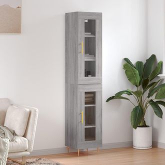 vidaXL Vidaxl - Aparador Alto Madera Contrachapada Gris Sonoma 34,5x34x180 Cm