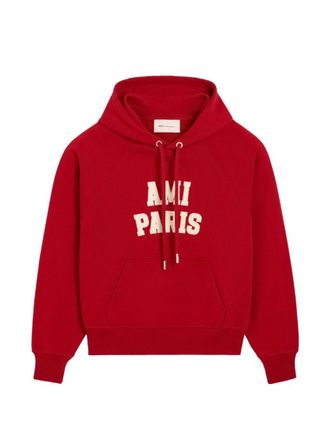 Ami Red Boxy Logo Hoodie