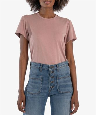 Kut from the Kloth Modal Relaxed Fit Top In Mauve Rose