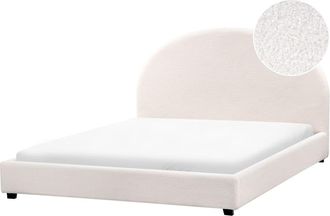 Beliani Cama matrimonial de tejido blanco 160x200