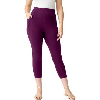 Roaman's Side-Pocket Essential Capri Legging in Dark Berry at Nordstrom, Size 20
