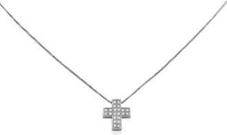 Salvini 18k White Gold 0.13 CT G and H Diamond Cross Necklace
