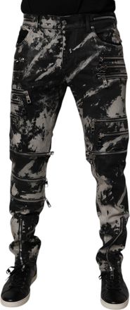 Dolce & Gabbana Mens Zip Detail Slim Fit Jeans - Black Cotton - Size EU 50 (Mens)